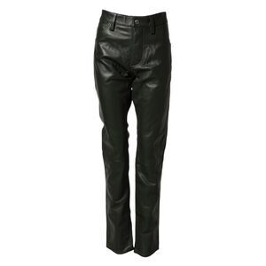 Dsquared² Black Full Grain Leather Mid Waist Trouser Men's Pants